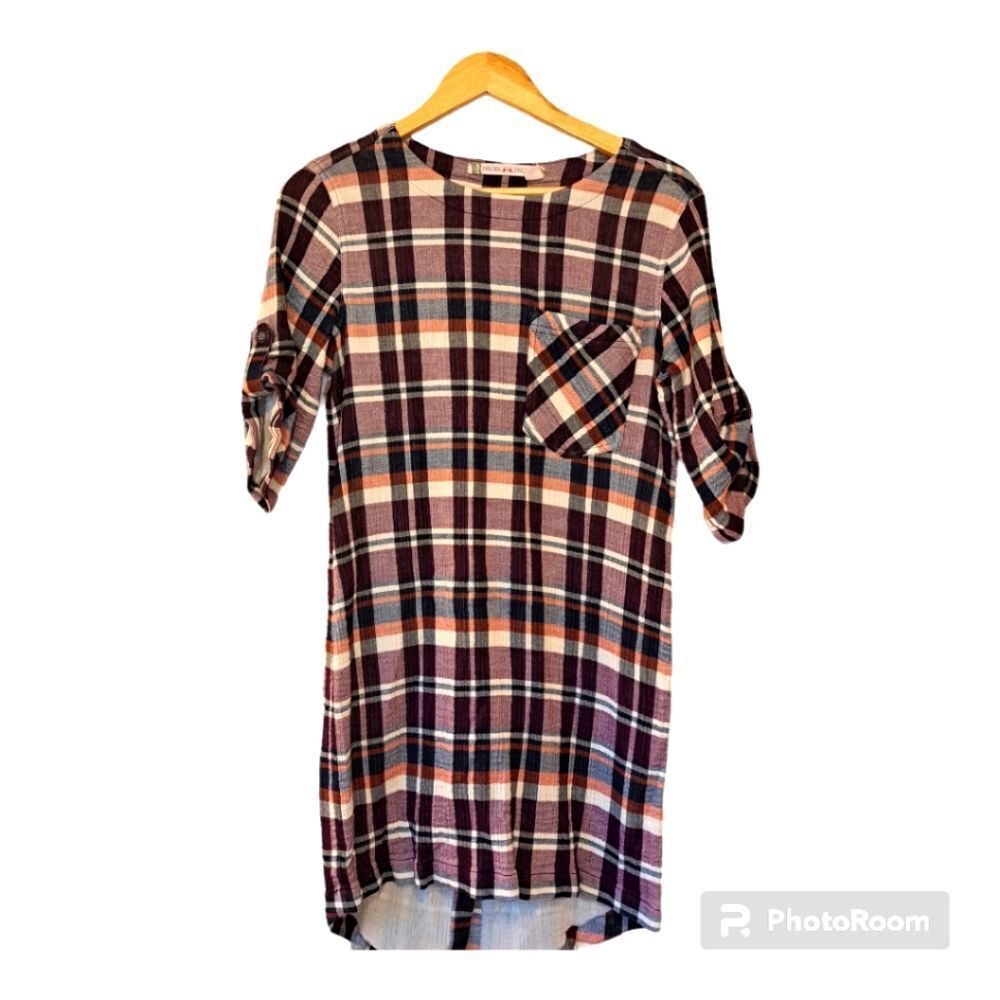 Chelsea & Violet Purple Tartan Design Preppy Plaid Mini Dress Size S